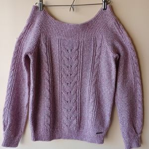 Abercrombie & Fitch Cable Knit Off The Shoulder in Lilac